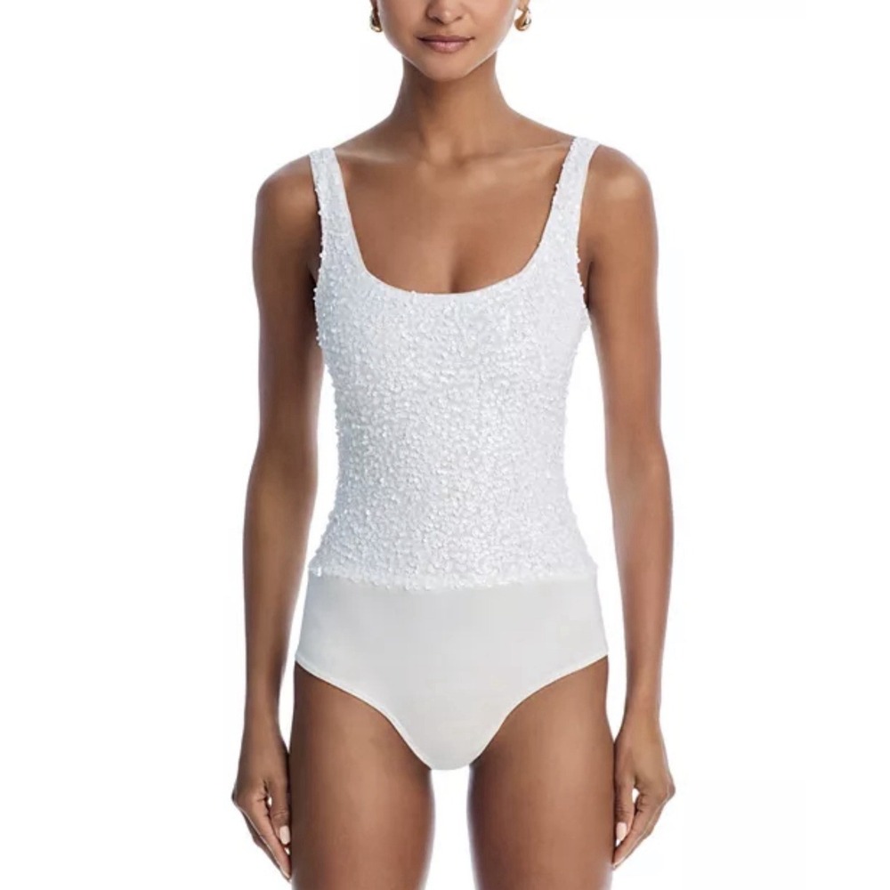 NWT Generation Love Women's White Dina Sequin Bodysuit Size XL